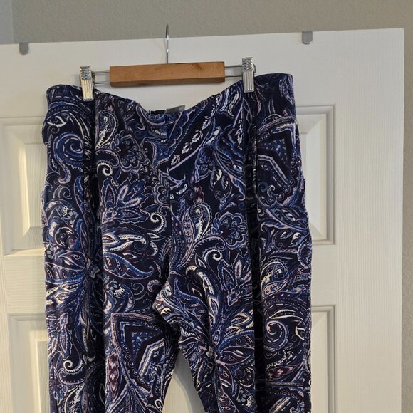 Chico's Pants - Chico's Purple Paisley Pant/Elastic Waist Pull On - EUC - Size 3